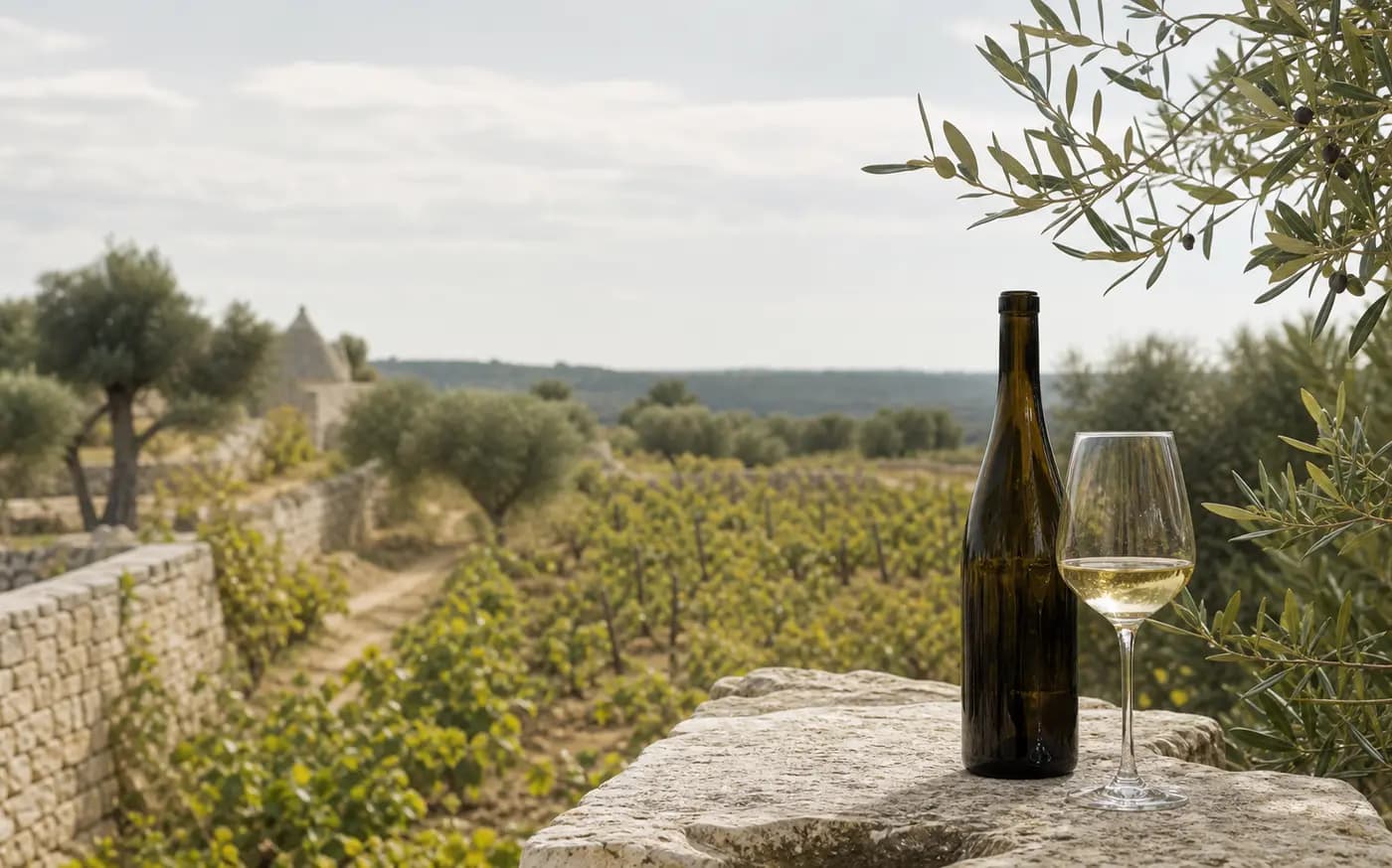 Apulische Weinlandschaft in warmem Licht