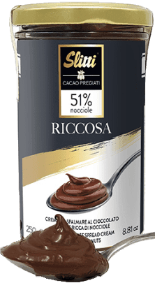 Riccosa streichzarte Creme mit Milchschokolade und Haselnüssen Slitti