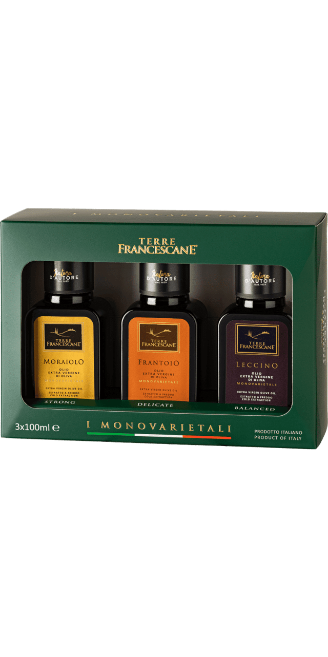 Geschenks- und Probierset: I Monovarietali 3 x 100 ml Olio EVO Italiano - Terre Francescane
