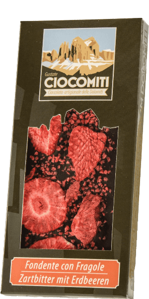 Zartbitter mit Erdbeeren Schokoladentafel Ciocomiti