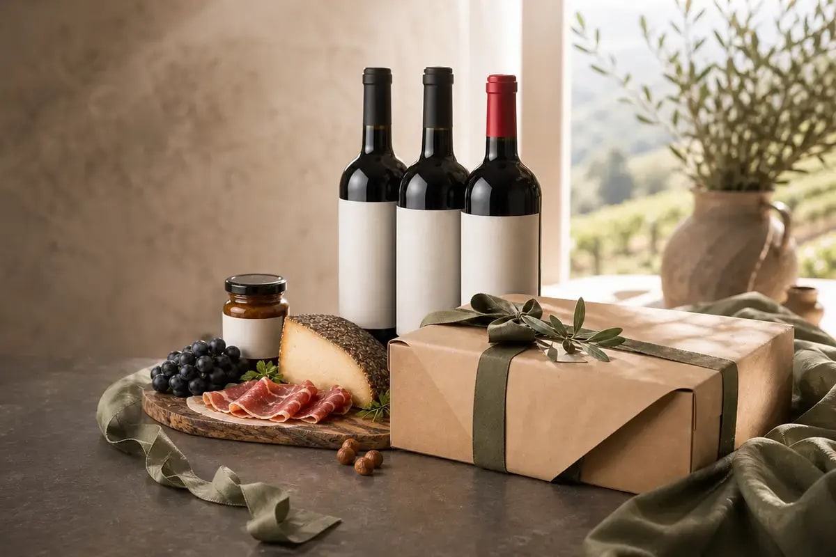 Geschenkpaket Südtirol mit Wein, Feinkost und Mair Mair Geschenkbox