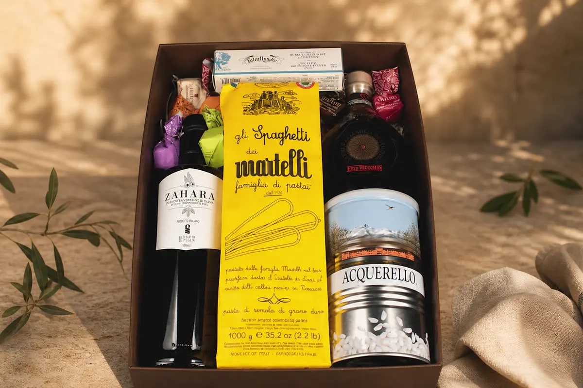 Grand Italia Genussbox mit Pasta, Reis, Olivenöl und italienischen Spezialitäten