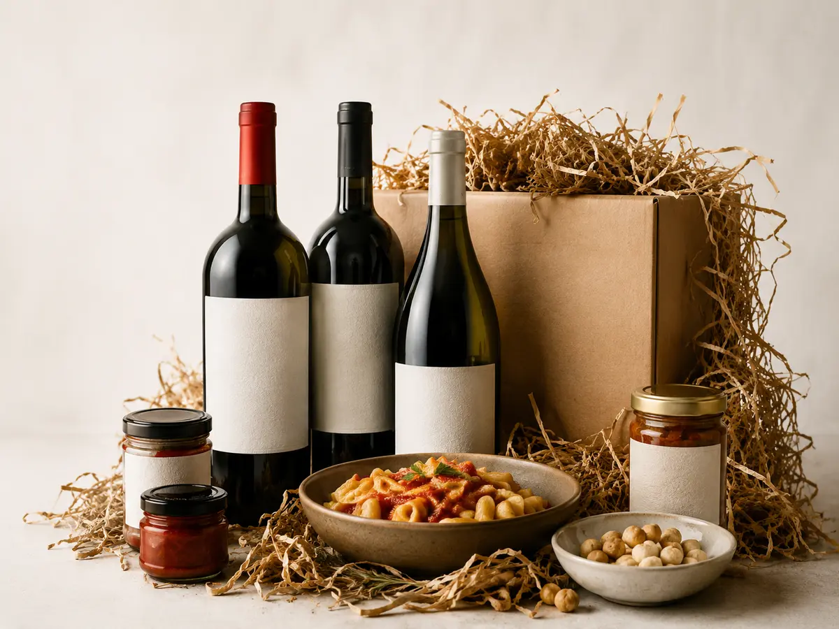 Piemont Premium Paket mit Weinflaschen, Geschenkbox und italienischer Feinkost
