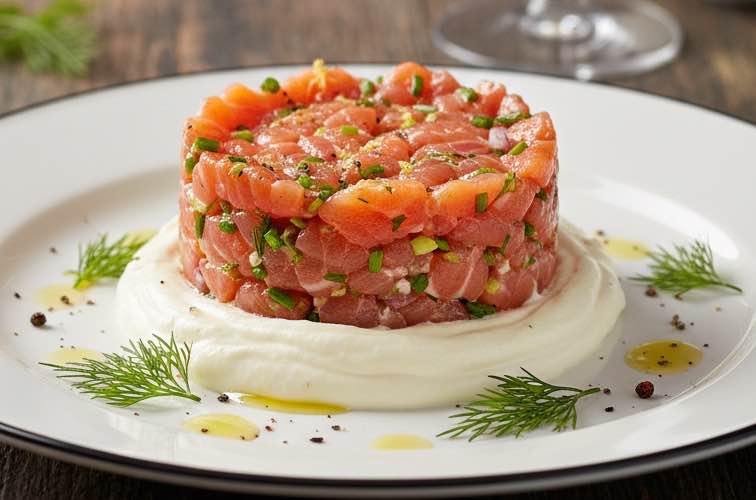 Lachs Tartar auf Mascarpone