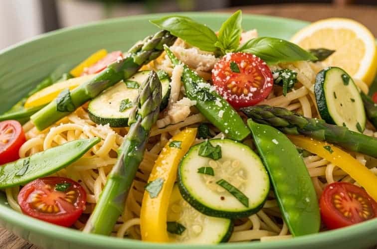 Linguine Primavera eine frühlingshafte Pasta