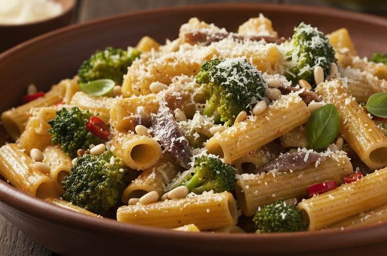 Pasta e Broccoli alla Siciliana ein Gericht aus der mediterranen Küche