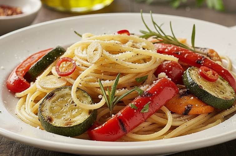 Spaghetti alla Brace ein Gericht mit Grillaroma