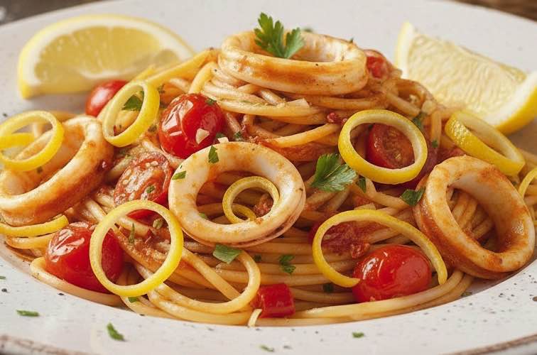 Spaghetti alla Brigadiera Gericht aus Süditalien