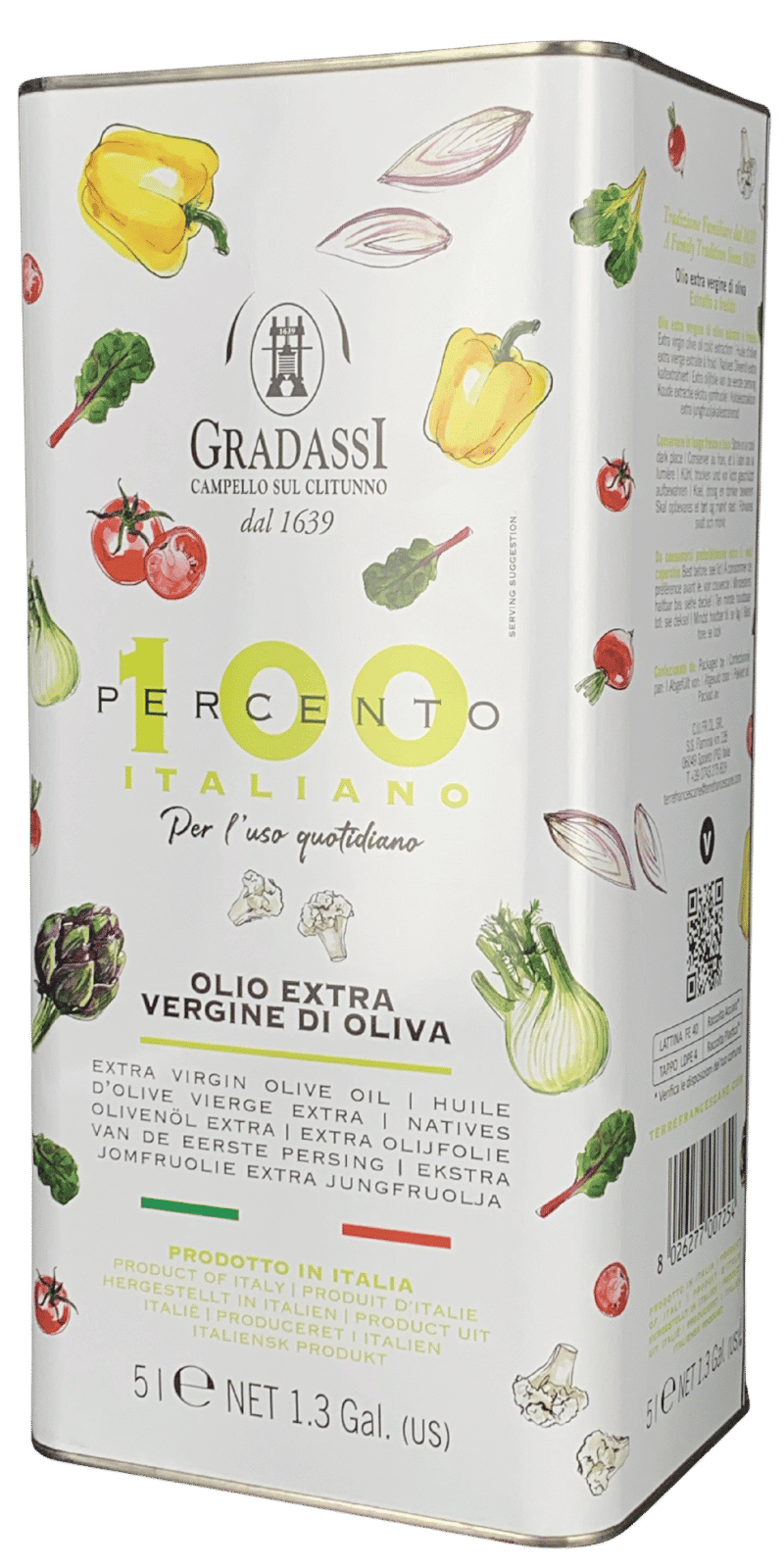 100 Percento Italiano Olio Extra Vergine di Oliva 5L - Gradassi 100 Percento Italiano Olio Extra Vergine di Oliva 5L - Gradassi