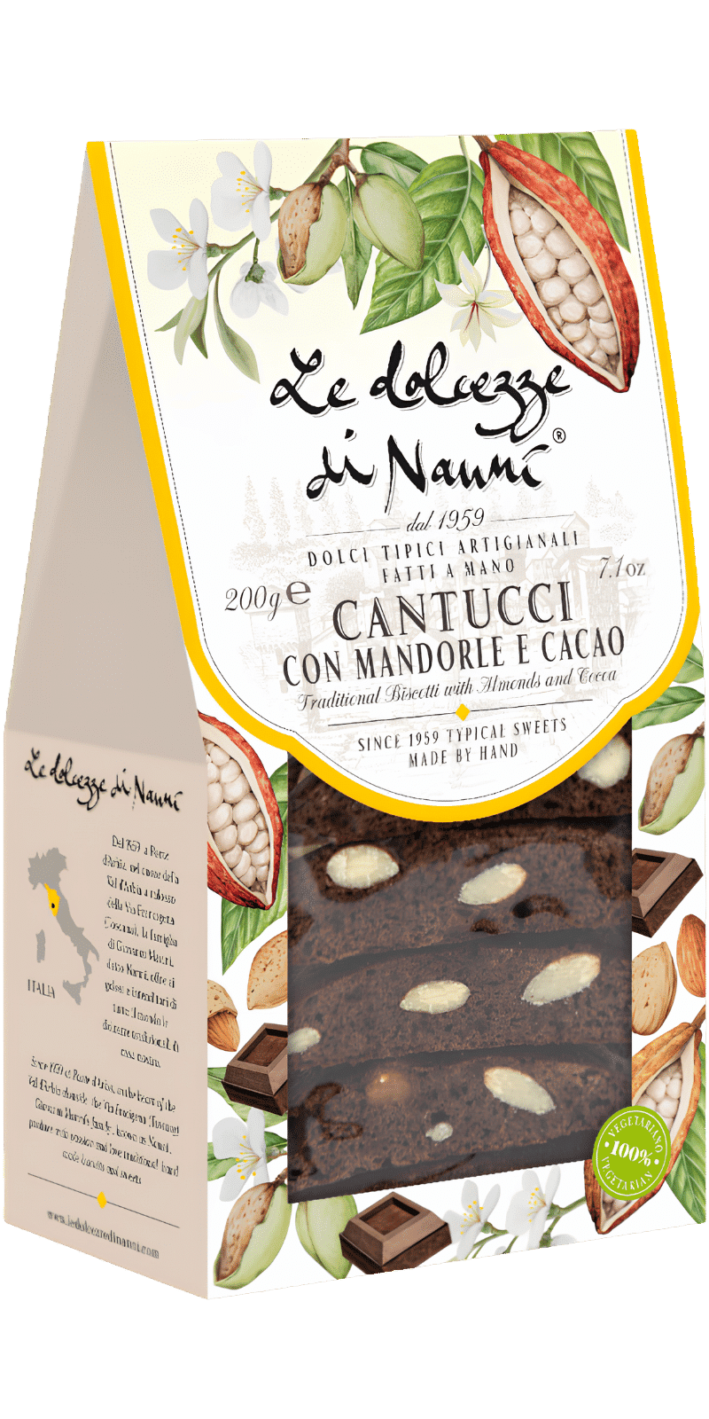 Cantucci Lunghi Mandorle e Cacao 200g - Le Dolcezze di Nanni
