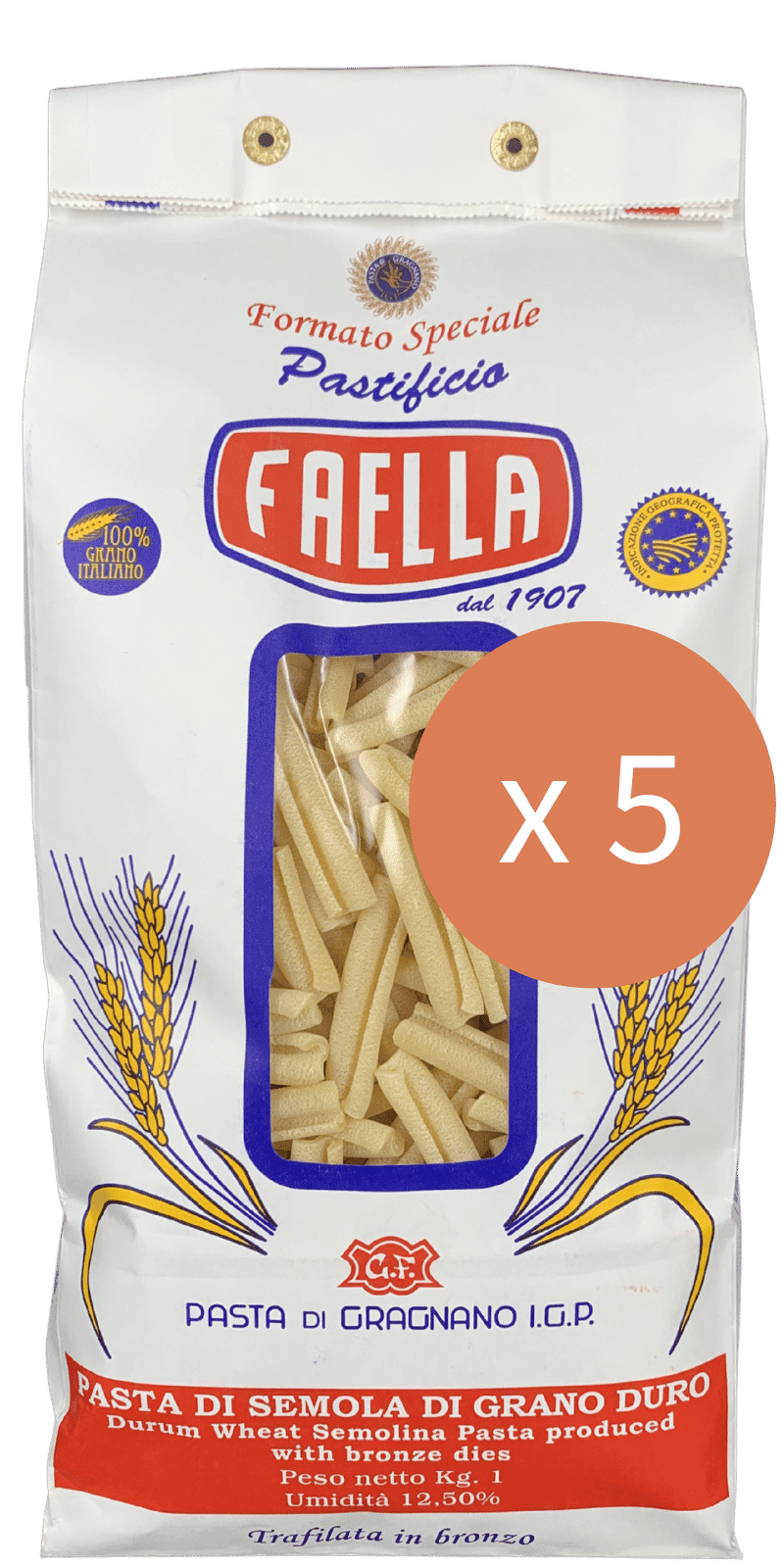 Caserecci Sparpaket 5 x 1kg - Pastificio Faella Pasta di Gragnano IGP